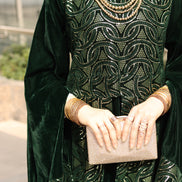 Embroidered Velvet Daraa – Emerald Green