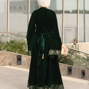Embroidered Velvet Daraa – Emerald Green
