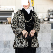 Embroidered Velvet Jacket & Pants Set – Black