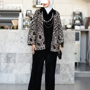 Embroidered Velvet Jacket & Pants Set – Black