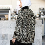 Embroidered Velvet Jacket & Pants Set – Black