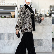 Embroidered Velvet Jacket & Pants Set – Black