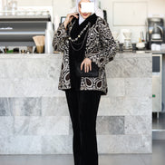 Embroidered Velvet Jacket & Pants Set – Black