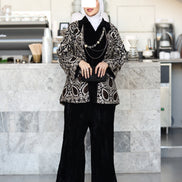 Embroidered Velvet Jacket & Pants Set – Black
