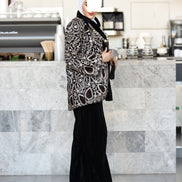 Embroidered Velvet Jacket & Pants Set – Black