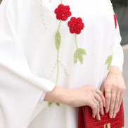 Floral Embroidered Crepe Dress – Ivory