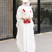 Floral Embroidered Crepe Dress – Ivory