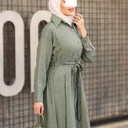 Sage Belted Linen Daraa - Sage Green