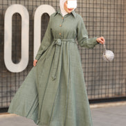 Sage Belted Linen Daraa - Sage Green