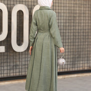 Sage Belted Linen Daraa - Sage Green