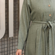 Sage Belted Linen Daraa - Sage Green