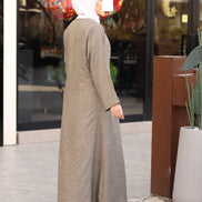 Laced Linen Bisht Set - Taupe