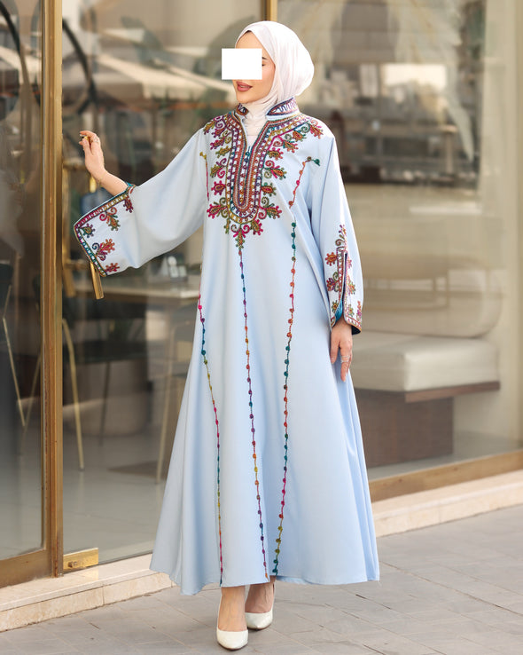 Embroidered Barbie Daraa - Sky Blue