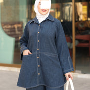 طقم قميص و بنطلون من الكتان – أزرق دنيم