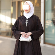 طقم دراعة من الكتان – بني داكن