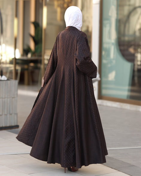 طقم دراعة من الكتان – بني داكن